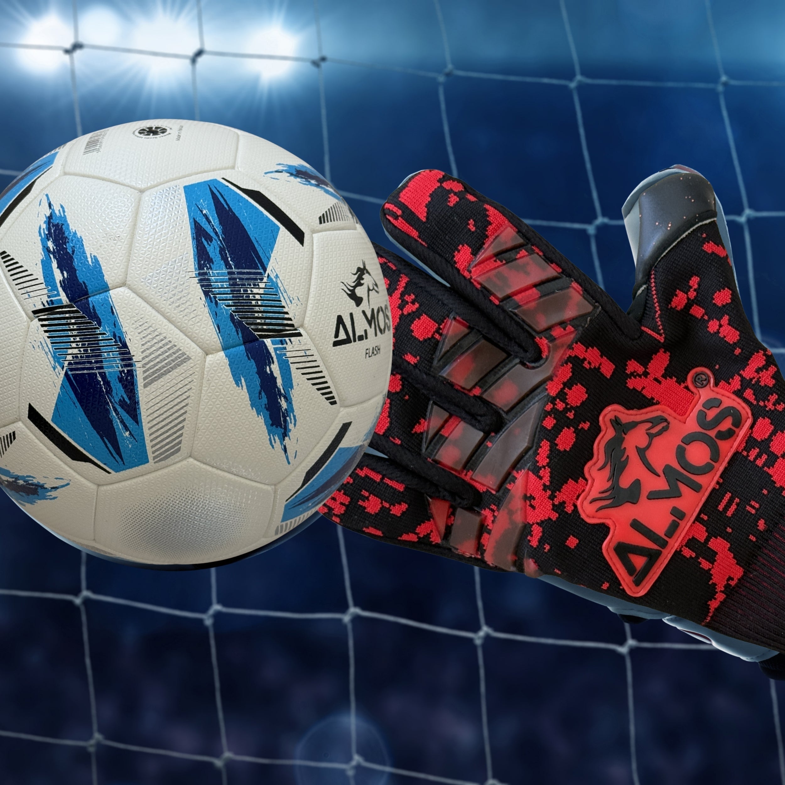Almos Soccer Max Pro Gel Goalkeeper Gloves – Red & Black | Sizes 7–9