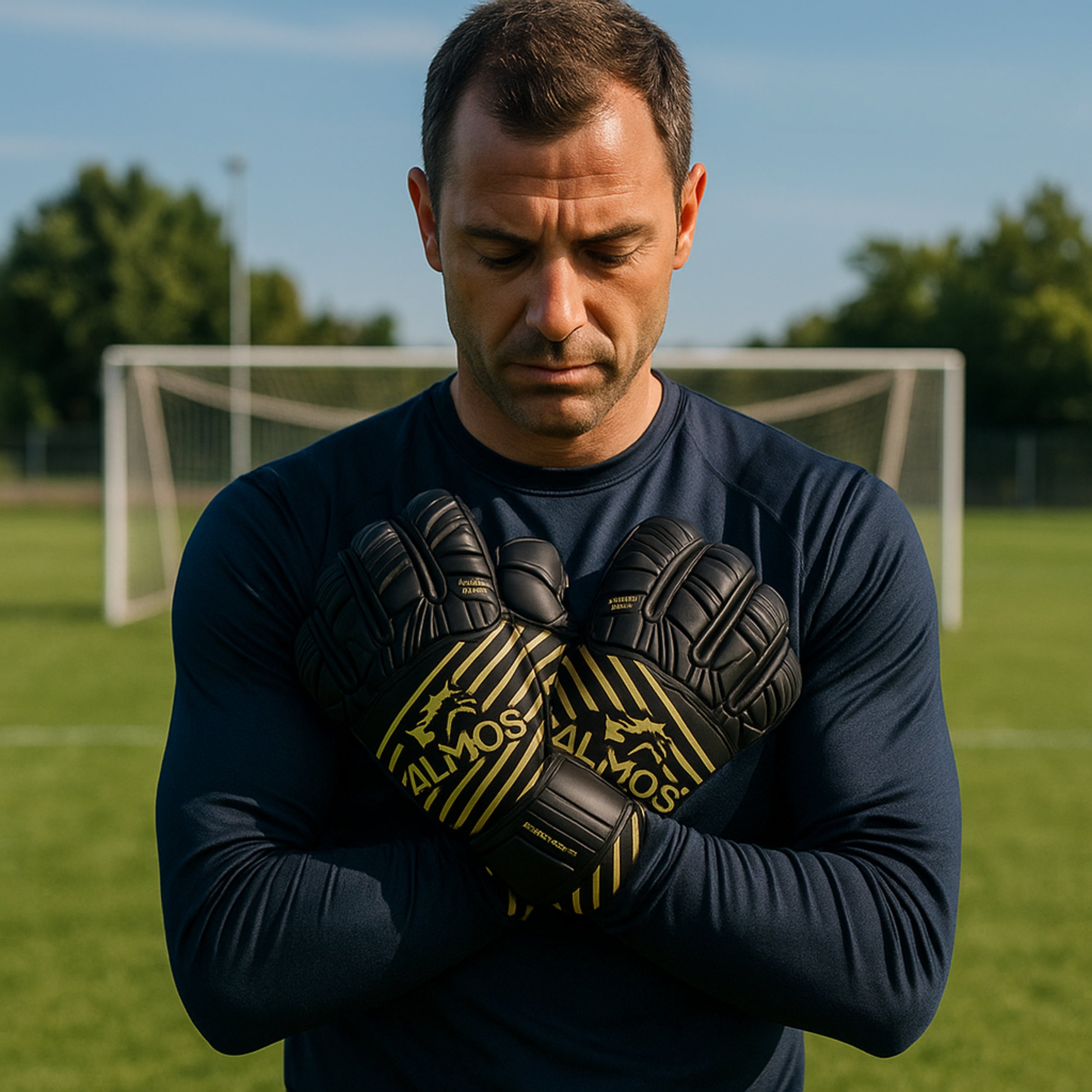 Almos Soccer Max Super Soft Reflex Goalkeeper Gloves – Black & Gold
