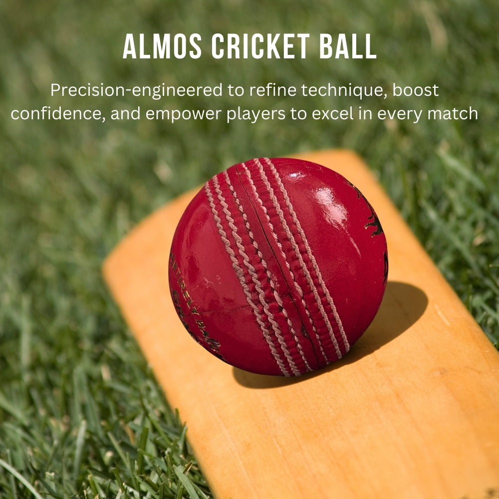 Almos Sports Cricket Hard Ball Red - Pack of 6 Premium Leather Ball